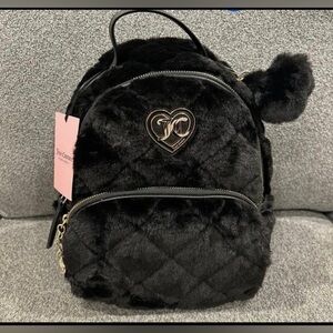 Juicy Couture Black Quilted Fur Backpack